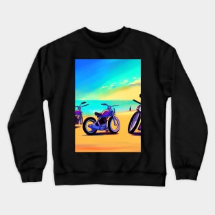 COOL PURPLE MOTORCYCLES ON THE BEACH RETRO STYLE Crewneck Sweatshirt